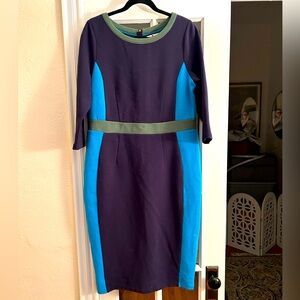 Boden Navy, Bright Blue & Olive Panel Midi Dress